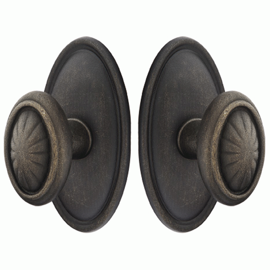 ##Antique Hardware## Solid Brass Lost Wax Parma Door Knob Set With Oval Rosette (Several Finish Options)