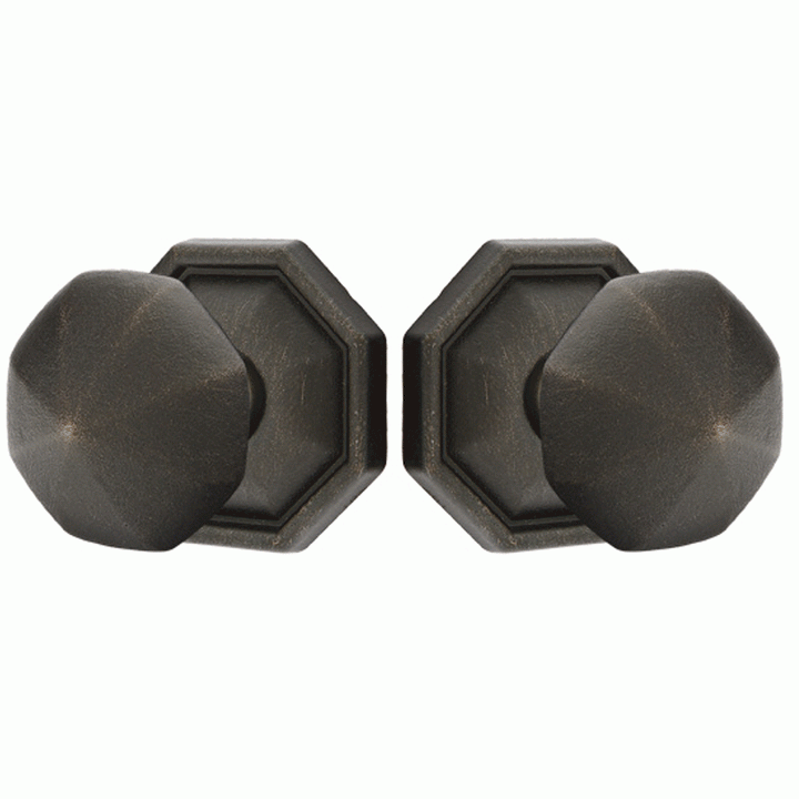 ##Antique Hardware## Solid Brass Lost Wax Octagon Door Knob Set With Octagon Rosette (Several Finish Options)