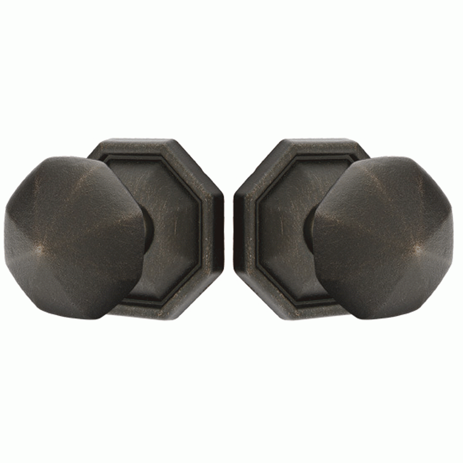 ##Antique Hardware## Solid Brass Lost Wax Octagon Door Knob Set With Octagon Rosette (Several Finish Options)