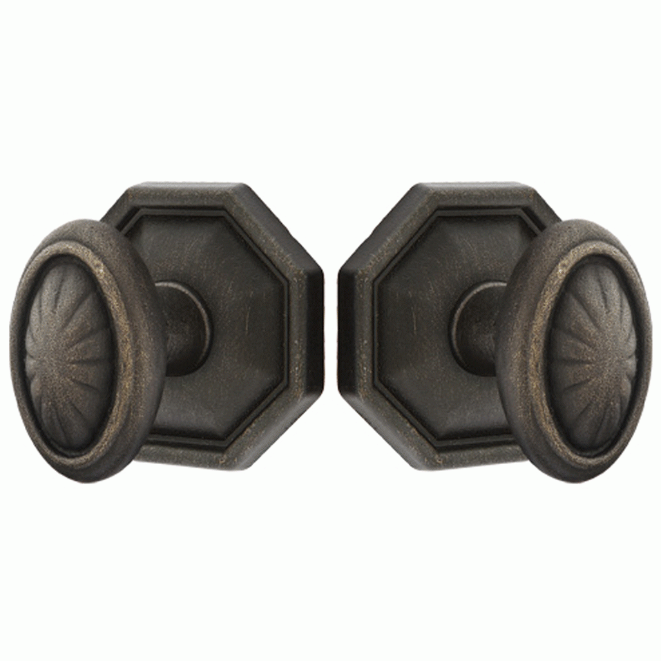 ##Antique Hardware## Solid Brass Lost Wax Parma Door Knob Set With Octagon Rosette (Several Finish Options)