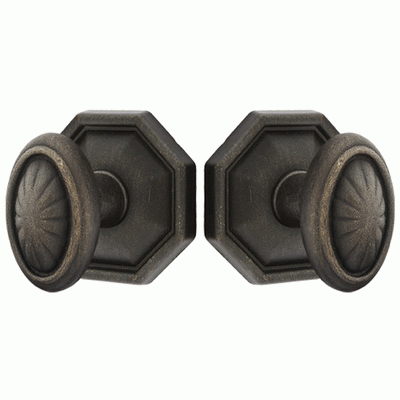 ##Antique Hardware## Solid Brass Lost Wax Parma Door Knob Set With Octagon Rosette (Several Finish Options)