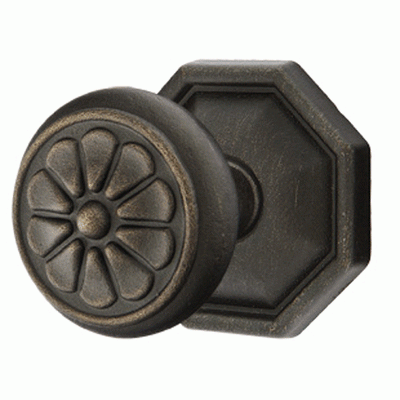 ##Antique Hardware## Solid Brass Lost Wax Petal Door Knob Set With Octagon Rosette (Several Finish Options)