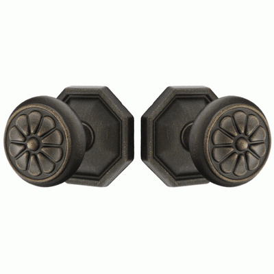 ##Antique Hardware## Solid Brass Lost Wax Petal Door Knob Set With Octagon Rosette (Several Finish Options)