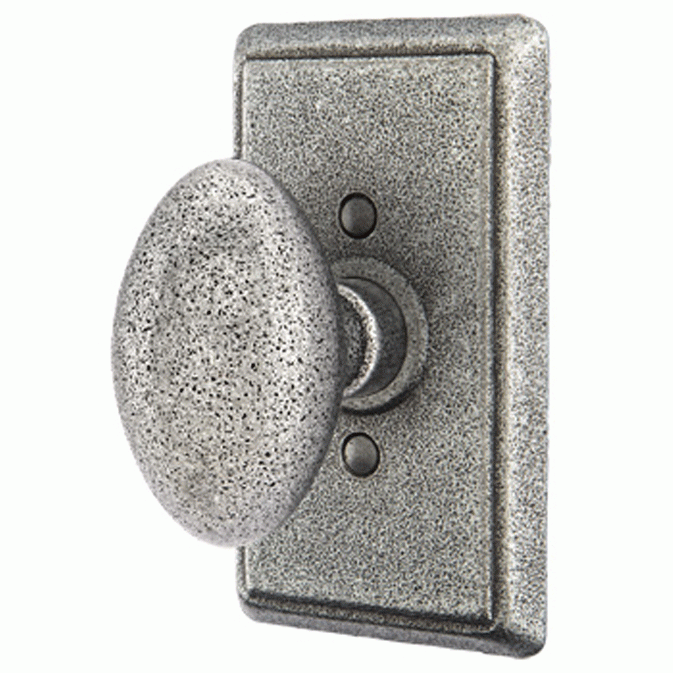 Antique Hardware Emtek Solid Brass Savannah Door Knob Set With Rectangular Rosette (Satin Steel) EMTEK DOOR KNOB