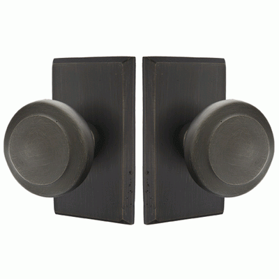 ##Antique Hardware## Solid Brass Sandcast Butte Door Knob Set With Rectangular Rosette (Several Finish Options)