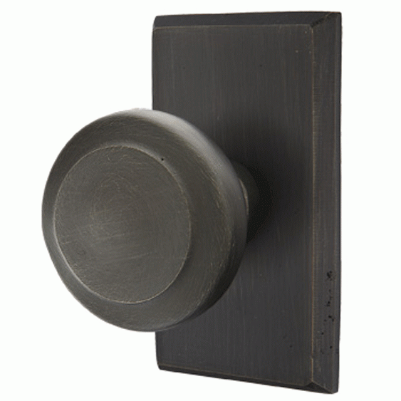 ##Antique Hardware## Solid Brass Sandcast Butte Door Knob Set With Rectangular Rosette (Several Finish Options)