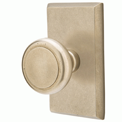 ##Antique Hardware## Solid Brass Sandcast Butte Door Knob Set With Rectangular Rosette (Several Finish Options)