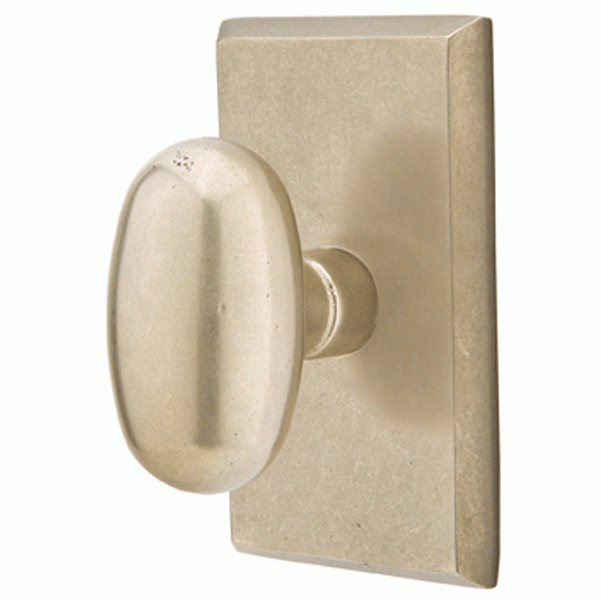 ##Antique Hardware## Solid Brass Sandcast Egg Door Knob Set With Rectangular Rosette (Several Finish Options)