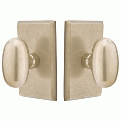 ##Antique Hardware## Solid Brass Sandcast Egg Door Knob Set With Rectangular Rosette (Several Finish Options)