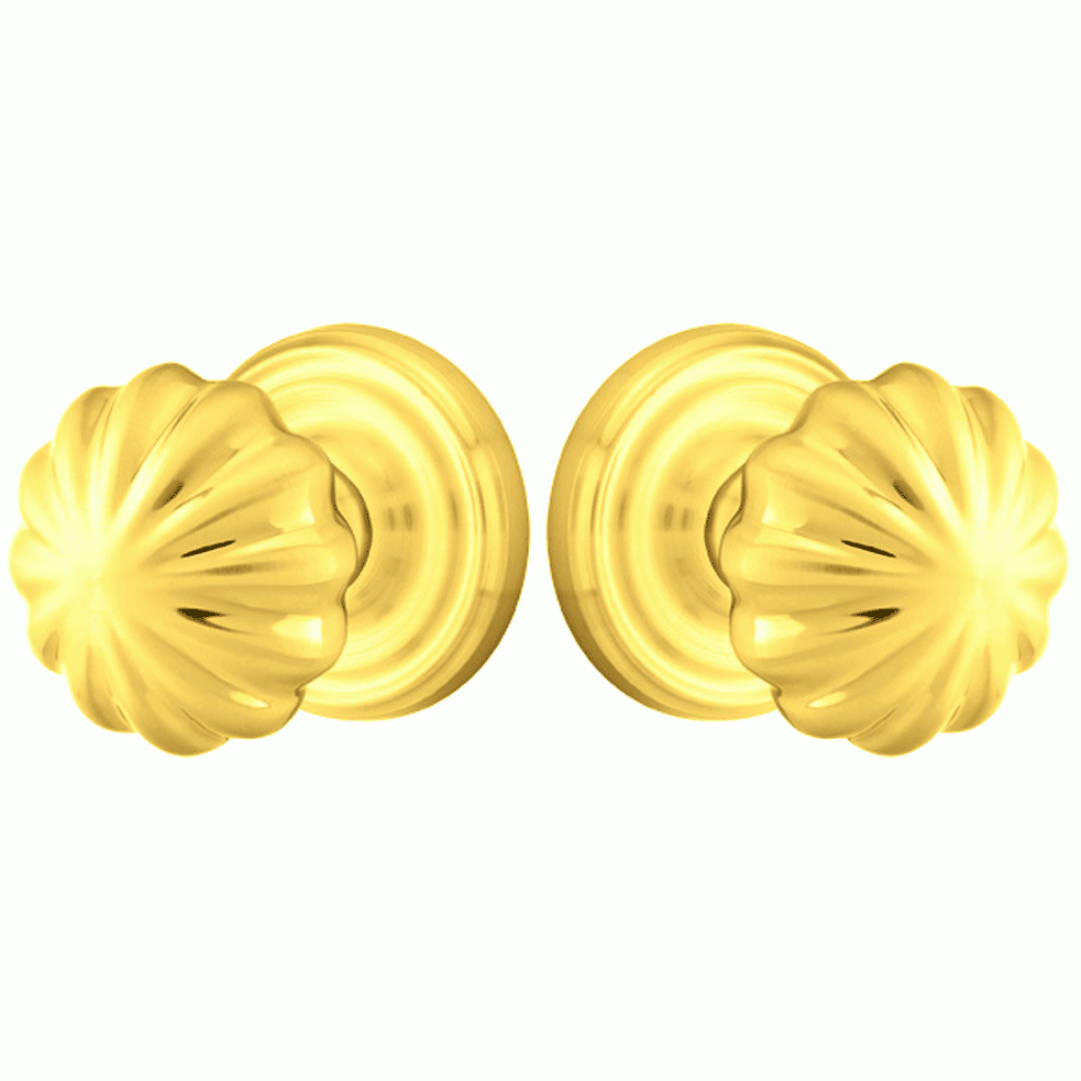 ##Antique Hardware## Solid Brass Melon Door Knob Set With Regular Rosette (Several Finish Options)