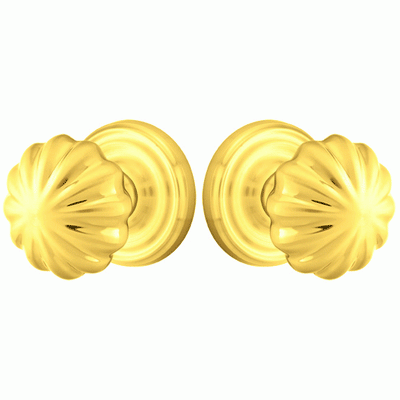 ##Antique Hardware## Solid Brass Melon Door Knob Set With Regular Rosette (Several Finish Options)