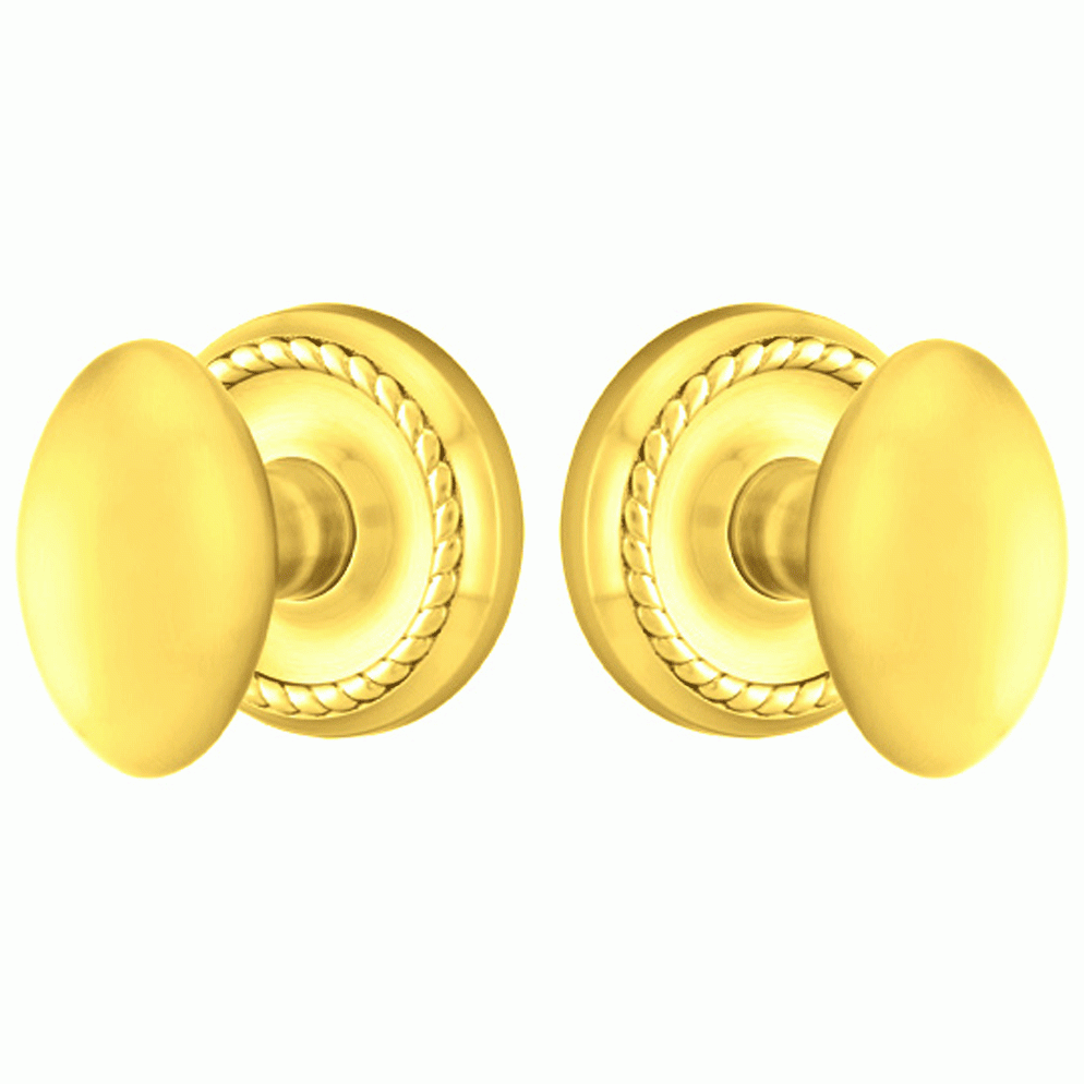 ##Antique Hardware## Solid Brass Egg Door Knob Set With Rope Rosette (Several Finish Options)