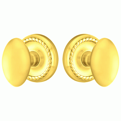 ##Antique Hardware## Solid Brass Egg Door Knob Set With Rope Rosette (Several Finish Options)