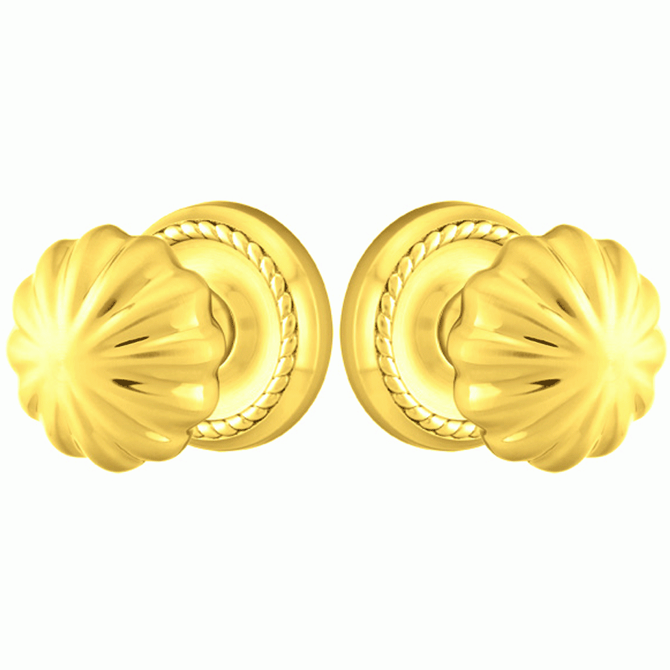 ##Antique Hardware## Solid Brass Melon Door Knob Set With Rope Rosette (Several Finish Options)