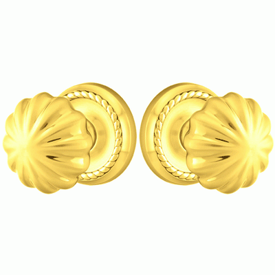 ##Antique Hardware## Solid Brass Melon Door Knob Set With Rope Rosette (Several Finish Options)