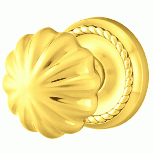 ##Antique Hardware## Solid Brass Melon Door Knob Set With Rope Rosette (Several Finish Options)