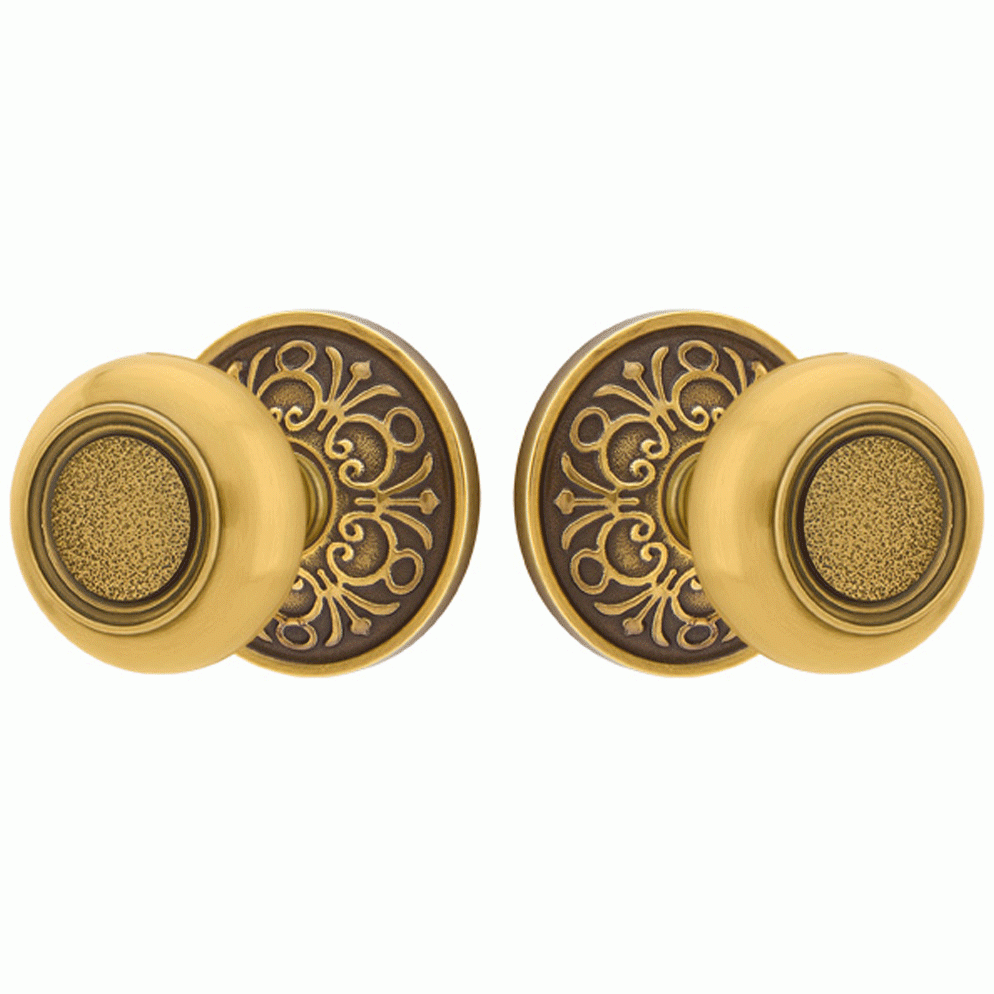 ##Antique Hardware## Solid Brass Belmont Door Knob Set With Lancaster Rosette (Several Finish Options)