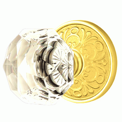 Antique Hardware Emtek Diamond Crystal Door Knob Set With Lancaster Rosette (Several Finish Options) Door Knobs & Handles