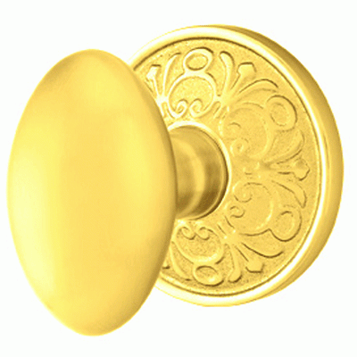 ##Antique Hardware## Solid Brass Egg Door Knob Set With Lancaster Rosette (Several Finish Options)