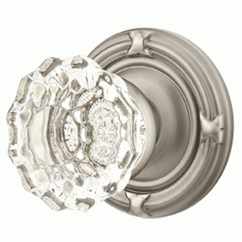 Antique Hardware Emtek Crystal Astoria Door Knob Set With Ribbon & Reed Rosette (Several Finish Options) EMTEK GLASS CRYSTAL ASTORIA DOOR KNOB