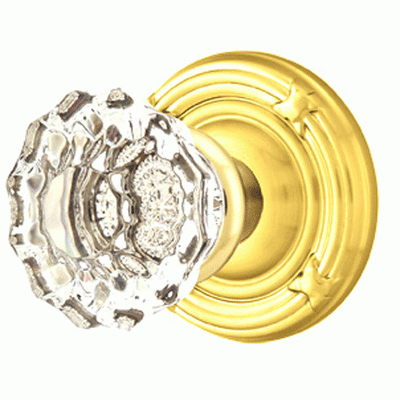 Antique Hardware Emtek Crystal Astoria Door Knob Set With Ribbon & Reed Rosette (Several Finish Options) EMTEK GLASS CRYSTAL ASTORIA DOOR KNOB