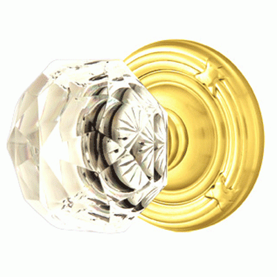 Antique Hardware Emtek Diamond Crystal Door Knob Set With Ribbon & Reed Rosette (Several Finish Options) EMTEK GLASS CRYSTAL DIAMOND DOOR KNOB