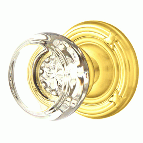 Antique Hardware Emtek Crystal Georgetown Door Knob Set With Ribbon & Reed Rosette (Several Finish Options) EMTEK GLASS CRYSTAL GEORGETOWN DOOR KNOB