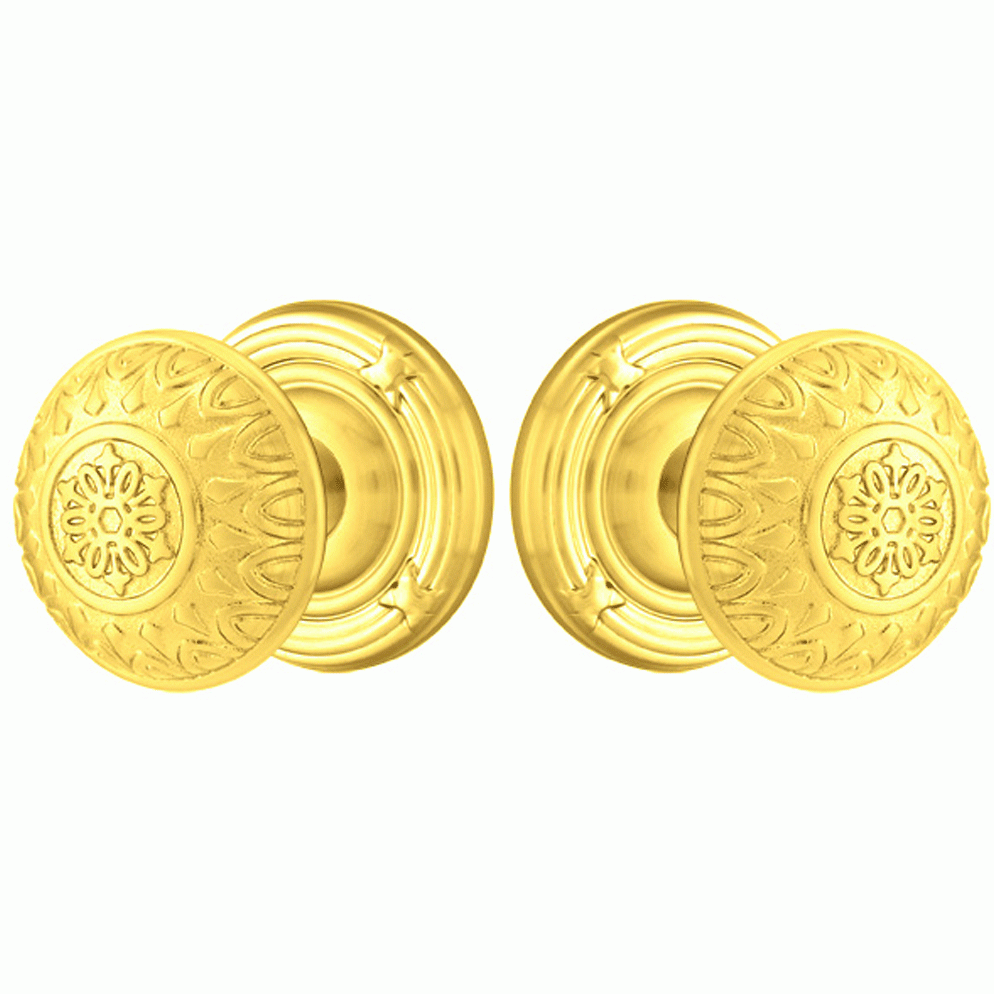 ##Antique Hardware## Solid Brass Lancaster Door Knob Set With Ribbon & Reed Rosette (Several Finish Options)