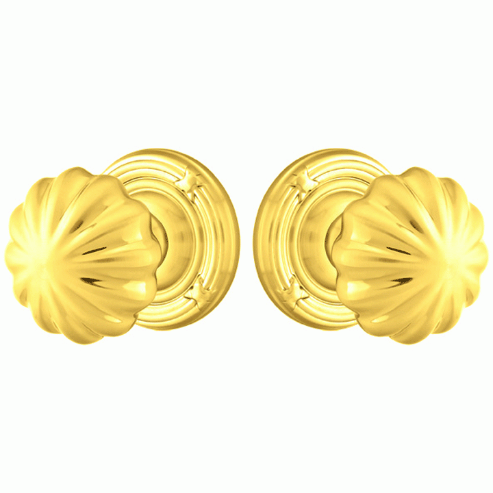 ##Antique Hardware## Solid Brass Melon Door Knob Set With Ribbon & Reed Rosette (Several Finish Options)