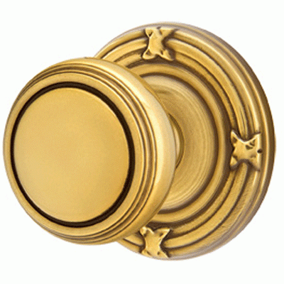 ##Antique Hardware## Solid Brass Norwich Door Knob Set With Ribbon & Reed Rosette (Several Finish Options)