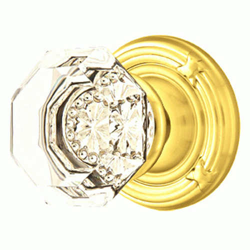 Antique Hardware Emtek Crystal Old Town Clear Door Knob Set With Ribbon & Reed Rosette (Several Finish Options) EMTEK GLASS CRYSTAL OLD TOWN DOOR KNOB