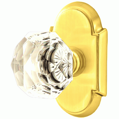 Antique Hardware Diamond Crystal Door Knob Set With # 8 Rosette (Several Finish Options) EMTEK GLASS CRYSTAL DIAMOND DOOR KNOB