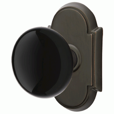 Antique Hardware Black Porcelain Ebony Door Knob Set With # 8 Rosette (Several Finish Options) EMTEK DOOR KNOB