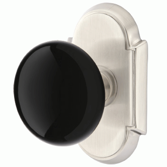 Antique Hardware Black Porcelain Ebony Door Knob Set With # 8 Rosette (Several Finish Options) EMTEK DOOR KNOB