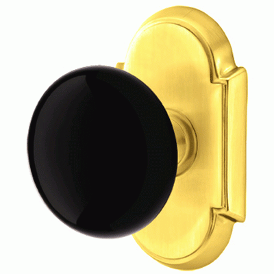 Antique Hardware Black Porcelain Ebony Door Knob Set With # 8 Rosette (Several Finish Options) EMTEK DOOR KNOB