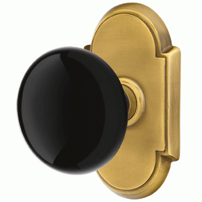 Antique Hardware Black Porcelain Ebony Door Knob Set With # 8 Rosette (Several Finish Options) EMTEK DOOR KNOB