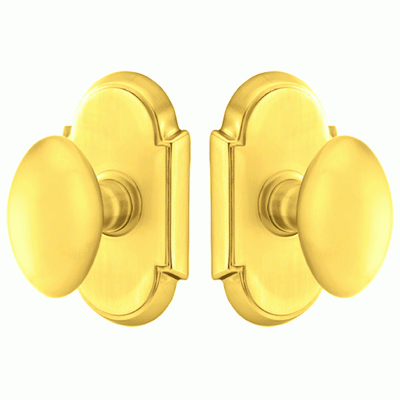 ##Antique Hardware## Solid Brass Egg Door Knob Set With # 8 Rosette (Several Finish Options)