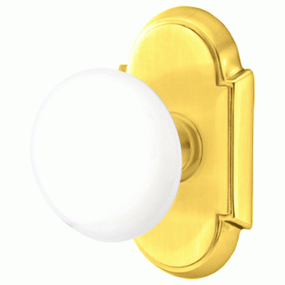 ##Antique Hardware## Ice White Porcelain Door Knob Set With # 8 Rosette (Several Finish Options)