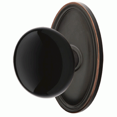 Antique Hardware Black Porcelain Ebony Door Knob Set With Oval Rosette (Several Finish Options) EMTEK DOOR KNOB