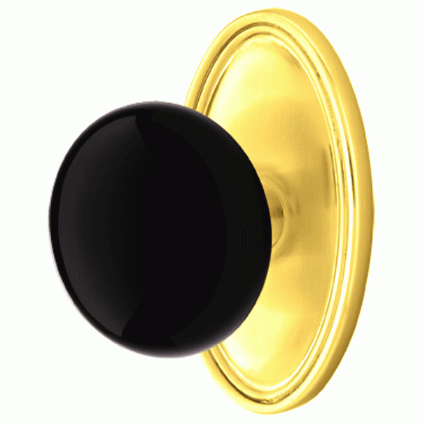 Antique Hardware Black Porcelain Ebony Door Knob Set With Oval Rosette (Several Finish Options) EMTEK DOOR KNOB