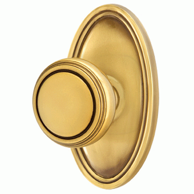 ##Antique Hardware## Solid Brass Norwich Door Knob Set With Oval Rosette (Several Finish Options)