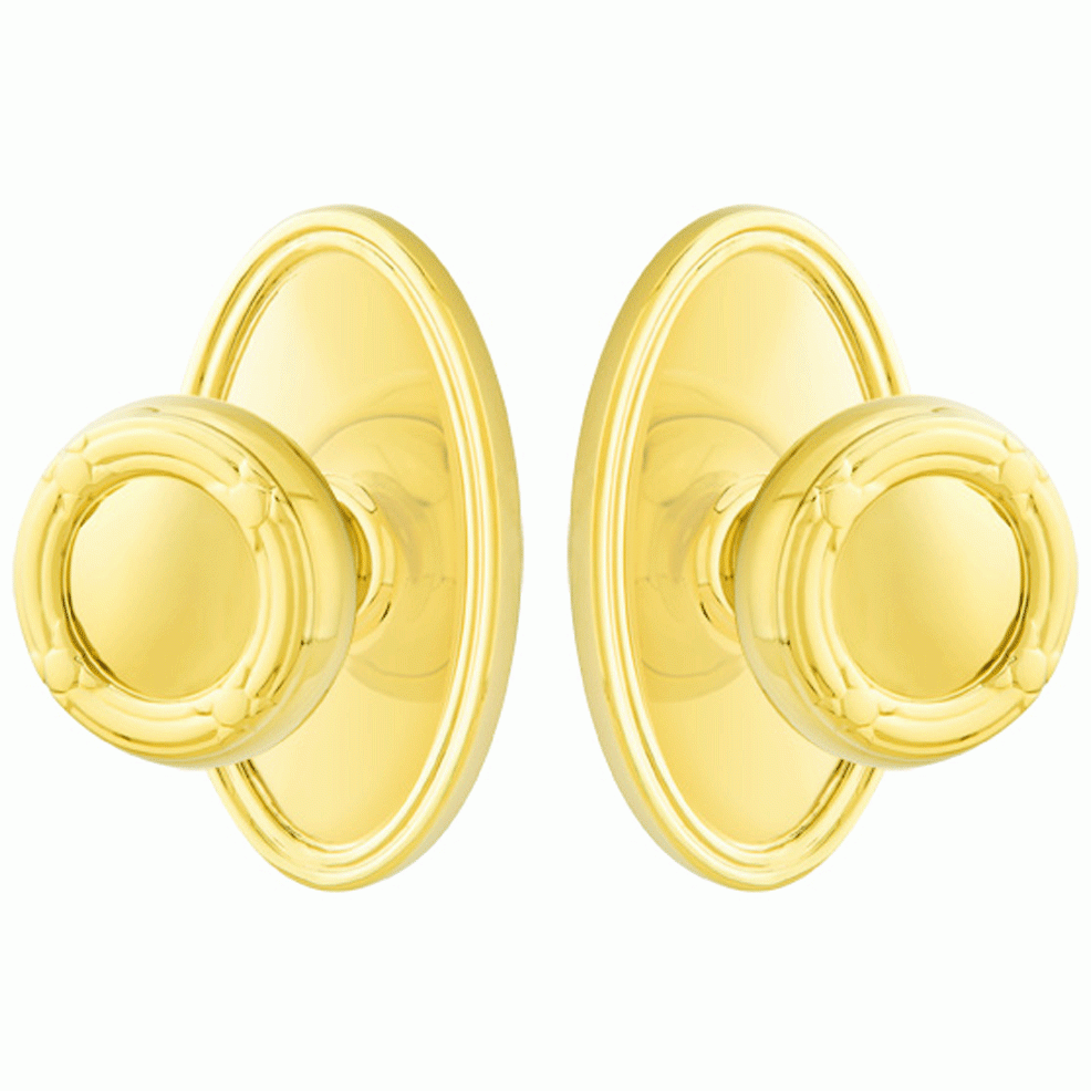 ##Antique Hardware## Solid Brass Ribbon & Reed Door Knob Set With Oval Rosette (Several Finish Options)