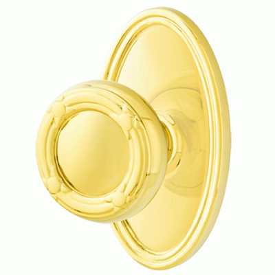 ##Antique Hardware## Solid Brass Ribbon & Reed Door Knob Set With Oval Rosette (Several Finish Options)