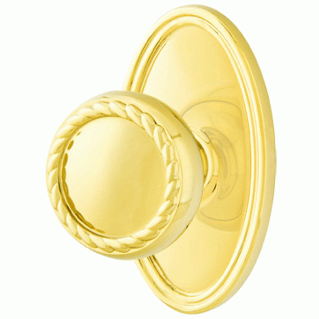 ##Antique Hardware## Solid Brass Rope Door Knob Set With Oval Rosette (Several Finish Options)