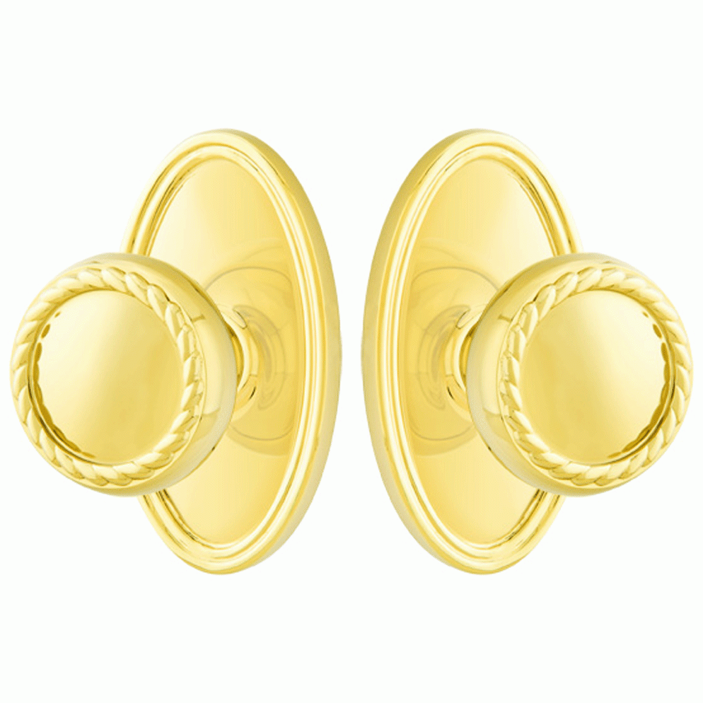 ##Antique Hardware## Solid Brass Rope Door Knob Set With Oval Rosette (Several Finish Options)