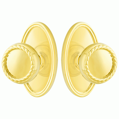 ##Antique Hardware## Solid Brass Rope Door Knob Set With Oval Rosette (Several Finish Options)