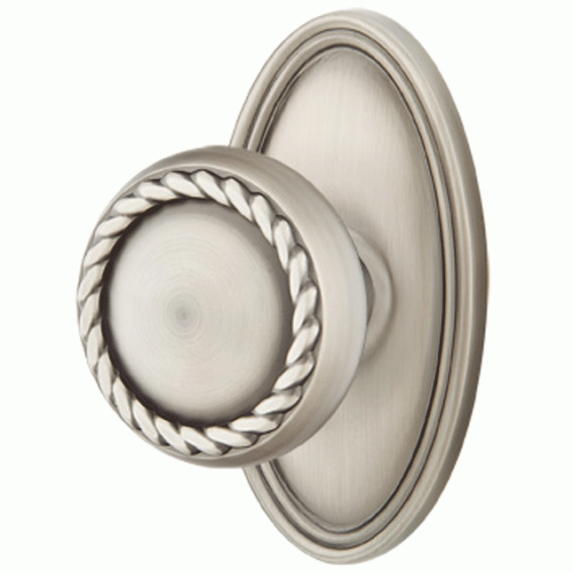 ##Antique Hardware## Solid Brass Rope Door Knob Set With Oval Rosette (Several Finish Options)