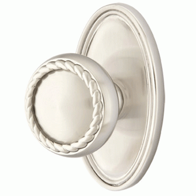 ##Antique Hardware## Solid Brass Rope Door Knob Set With Oval Rosette (Several Finish Options)