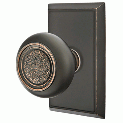 ##Antique Hardware## Solid Brass Belmont Door Knob Set With Rectangular Rosette (Several Finish Options)