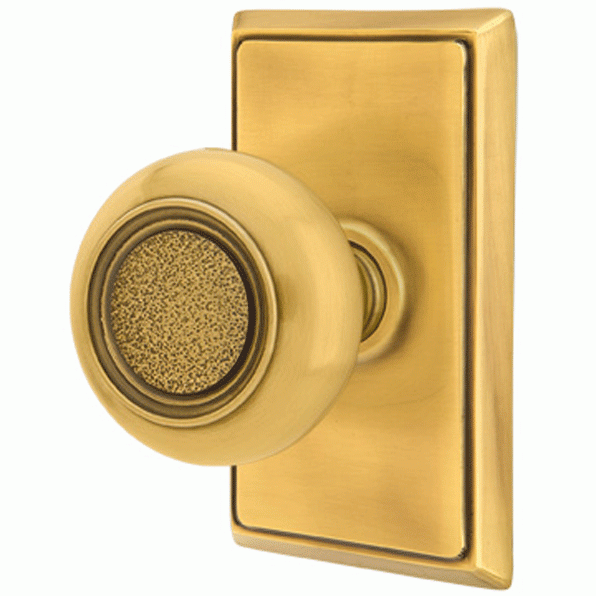 ##Antique Hardware## Solid Brass Belmont Door Knob Set With Rectangular Rosette (Several Finish Options)